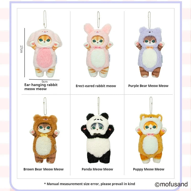 Authentic Mofusand Co-Branded Plush – 7-Inch Cat Doll Pendant, Hanging Plush Ornament, Toy, and Keychain
